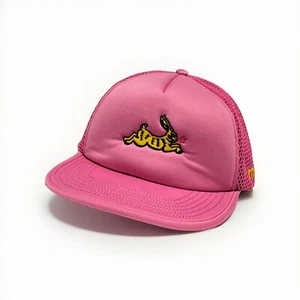 Rnnr Trucker Hat Cap Adults One Size Pink Running Rabbit Logo Mesh Lightweight - Picture 1 of 8