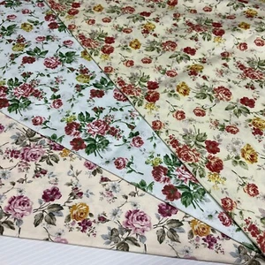 Floral Roses Beatrice vintage style Cotton Poplin dress Fabric M1906 - Picture 1 of 12