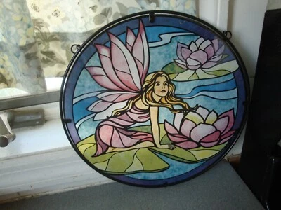 NUEVO CON ETIQUETAS GIFTCRAFT COLORIDO FAIRY LILY PAD VIDRIO 10.5" DIÁMETRO ATRAPASOL Foto 1 de 4
