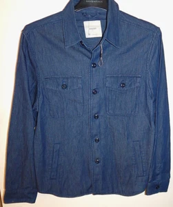 Mango MAN DENIM Shirt Long Sleeve Button Up Blue COTTON sz M NEW AUTHENTIC - Picture 1 of 2