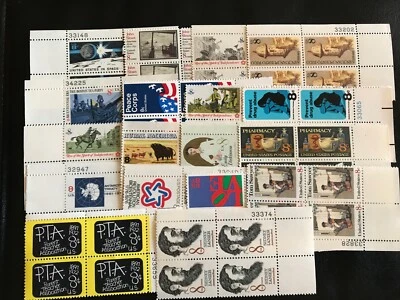 U.S. 8 Cent Plate Blocks Of 4 (Four) With 18 Different  MNH,  - Image 1 of 4