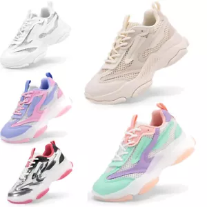 Kids Girls Comfortable Sneakers Jelly Sole Lace up Lightweight Walking Shoes - Picture 1 of 37