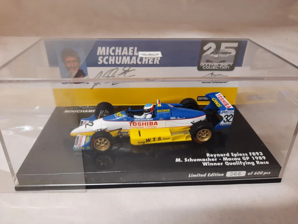 Minichamps 1/43 Reynard Spiess F893 M. Schumacher Macau GP 1989 Modellino