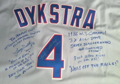 Camiseta deportiva Mitchell & Ness de 1988 autografiada con inscripción de los New York Mets #4 de Lenny Dykstra Foto 1 de 4