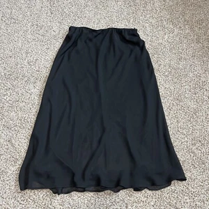 Alex Evenings Maxi Skirt Size Large Pull On Black Sheer Overlay - Picture 1 of 8