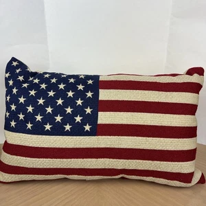 Pottery Barn aussehende amerikanische Flagge patriotisches dekoratives Lendenkissen 20 x 12 Zoll - Bild 1 von 5