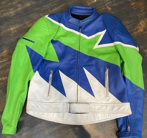 Vintage TEKNIC Motorcycle Racing Padded Leather Jacket Size Men's 48/58 - Picture 1 of 10