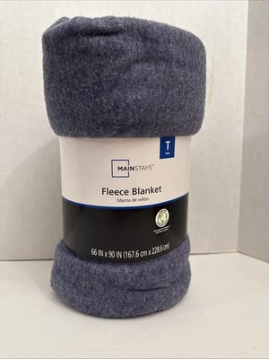 Mainstays Fleece Blanket Heather Blue Twin 66X90 - Image 1 of 4