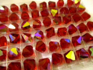 24 Vintage Swarovski Lt Siam AB  10 mm Faceted Beads Quality ART 5301 - Picture 1 of 3