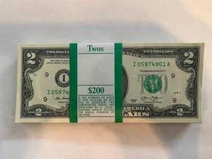 100 TWO DOLLAR BILLS - $2 UNCIRCULATED -2013 Minnesota - Picture 1 of 1