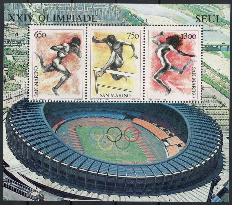 San Marino 1988: Juegos Olímpicos - Buena hoja MNH muy fina Foto 1 de 1