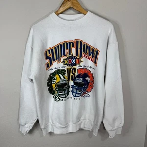 Vintage 1998 Super Bowl XXXII Crewneck Sweatshirt Packers vs Broncos L - Picture 1 of 8