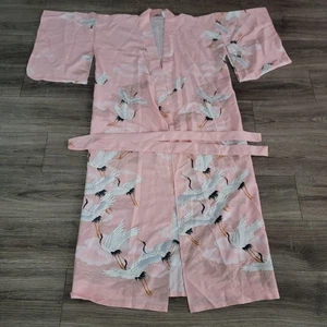 Kimono japonés grúa rosa vintage años 60 70 Marukyo Kyoto Tokio talla 56 - Imagen 1 de 6