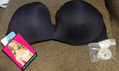 NWT Lily Of France 34C Gel Touch Strapless Bra Black Mesh Sides - Image 1 of 4