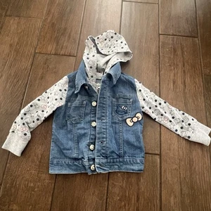 Hello Kitty Little Girls 2T Denim Hooded Jean Jacket, Zipper & Button Closures - Picture 1 of 8