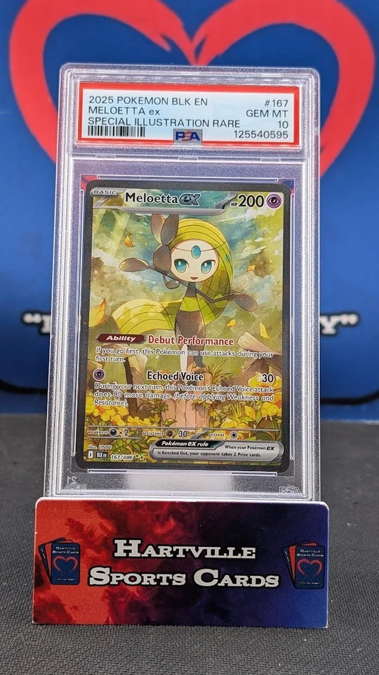 2025 POKEMON BLK EN-BLACK BOLT SPECIAL ILLUSTRATION RARE #167 MELOETTA EX PSA 10 - Image 1 of 1