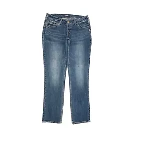Silver Suki Straight Damengröße 30 x 32 dunkle Waschung blau Denim Jeans - Bild 1 von 4