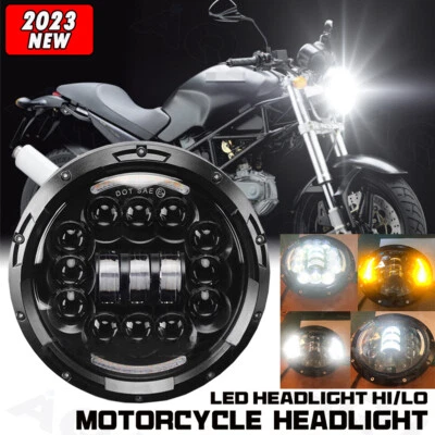 7'' inch LED Headlight For Ducati Monster 1000 900 800 750 695 600 620 S4 S4R - Image 1 of 4
