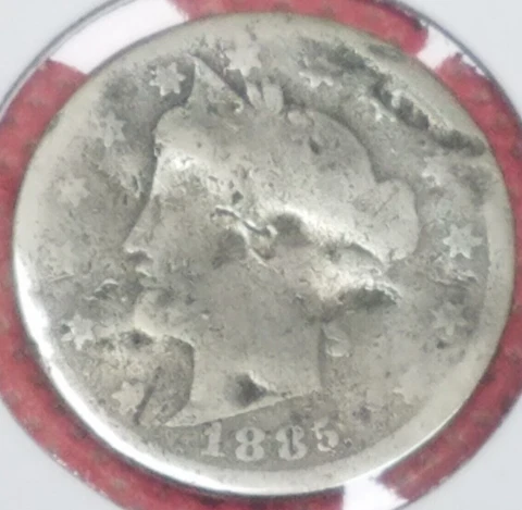 "KEY DATE" 1885 Liberty Head V Nickel in AG to G Condition Cover