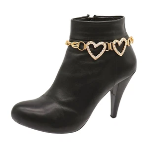 Mujer Metal Dorado Bota Cadena Pulsera Zapato Tobillera Corazones Dije Tamaño Ajustable - Imagen 1 de 24