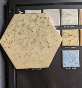 3 pcs Ceramic Tile Tuscany Gold 905  American Olean 5" Hexagon New Made in USA - Picture 1 of 5