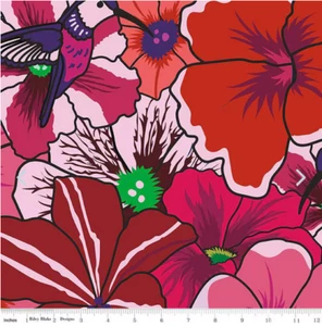 108" Wide Backing Fabric Botanic Blast Red Petunias by Riley Blake Quarter Yd - Picture 1 of 8