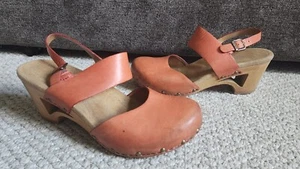 Sandali Dansko Thea tacco pelle legno zoccoli scarpe arancione donna 40 misura 9,5 10 - Foto 1 di 11