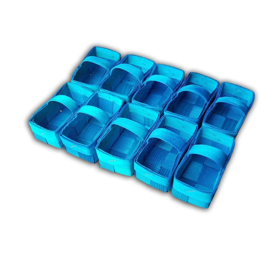 Wooden Small Baskets, Set of 10, Handmade from pine shavings In  Blue Colour - Image 1 of 4