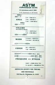 ASTM Conversion Slide Rule American Society Testing Materials w/ Storage Sleeve - Picture 1 of 8