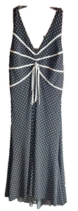 AGB Womans Halter Dress Fit and Flare with Bottom Slits Black/White Polka Dot 12 - Picture 1 of 7