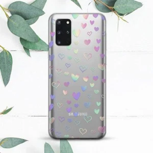 Rainbow Hearts Cute Pattern Clear Case For Samsung Note 10 20 S21 S22 S23 S24 FE - Picture 1 of 1