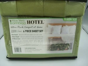 New Queen Aloe Vera Bamboo Hotel Bed Sheet Set - Picture 1 of 3