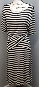 Beige by ECI Long Maxi Dress Womens 2X Multi Striped Rayon Stretch Short Sleeve - Picture 1 of 7