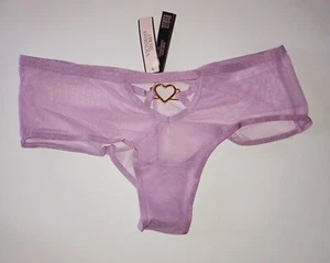 Neu mit Etikett Victoria's Secret freches Netz durchsichtig flieder lila gold Herzbeschläge Small S - Bild 1 von 6