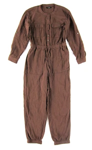 Madewell Brown 100% Cotton Gauze Pocket Coverall Romper Jumpsuit Women Size 4 - Picture 1 of 6