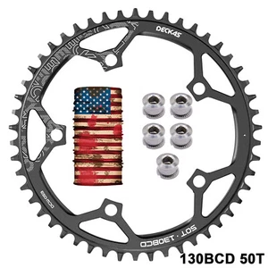 DECKAS 130BCD Narrow Wide Chainring AL7075  50/52/54/56/58T Round 1x w/ Bolts - Picture 1 of 54