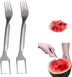 2-in-1 Dual Head Stainless Steel Watermelon Slicer & Fruit Fork Tool - Picture 1 of 7
