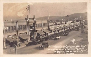 1945 Tijuana Mexico Hotel Commercial y Mexicali Beer Hall Largest Bar World RPPC - Picture 1 of 2