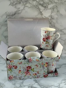6x Stechcol Heath Mcabe Floral Coffee Tea Mugs Fine Bone China Victoria rose - Picture 1 of 11