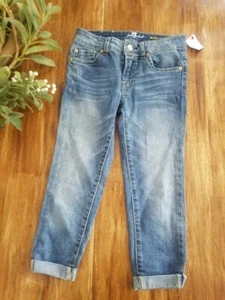 7 for all mankind the skinny crop and roll girls jeans sz 10 $59 capri cropped - Picture 1 of 4