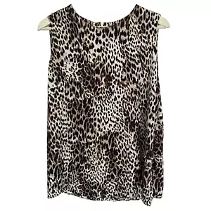Chico's Sleeveless Top Size XL (3) Leopard Animal Print A-Line Layered Classic - Picture 1 of 8
