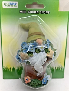 NUEVO MINI GNOMO DE JARDÍN - Gnomo en maceta con flores azules - Imagen 1 de 2