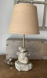 Vintage Stein Flor Stein Handwerk Tischlampe Natur Modern Rustikal Küste Neutral - Bild 1 von 12