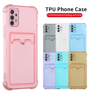 TPU Clear Card Slot Phone Case For Samsung S23 S22 S21 S20 S10 A52 A13 A53 A32 - Photo 1 sur 13