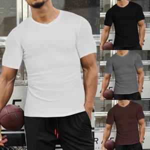 Men's T-Shirt Jersey Short Sleeve Sport Moisture Wicking Muscle Fitness Tank Top - Picture 1 of 24