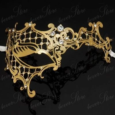 Phantom Filigree Metal Laser-Cut Venetian Masquerade Mask M7131 [Gold] - Image 1 of 3