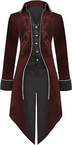 Medieval Steampunk Tailcoat Halloween Costumes for Men, Renaissance Pirate Vampi - Picture 1 of 3