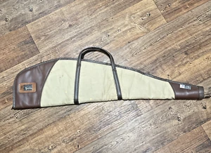 Vintage BROWNING 40" Leather and Fabric Shotgun Rifle Soft Gun Case Made USA - Picture 1 of 13