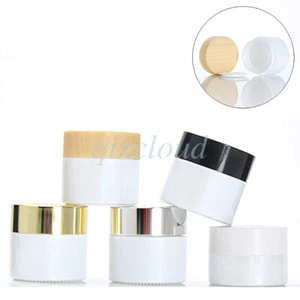 Wholesale 5g 10g White Empty Glass Cosmetics Jar Gel Cream Pot Containers PP Lid - Picture 1 of 9