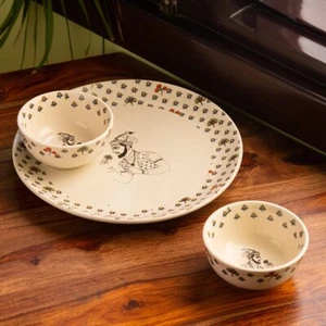Juego de platos de cena de cerámica artesanal con Katoris 3 piezas blanco - Imagen 1 de 3